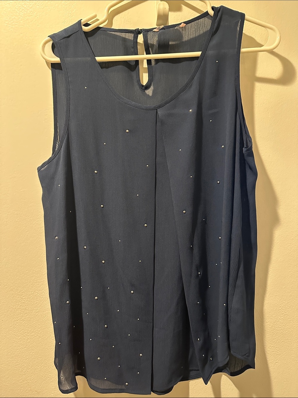 Women’s Navy Beaded Sleeveless Camisole